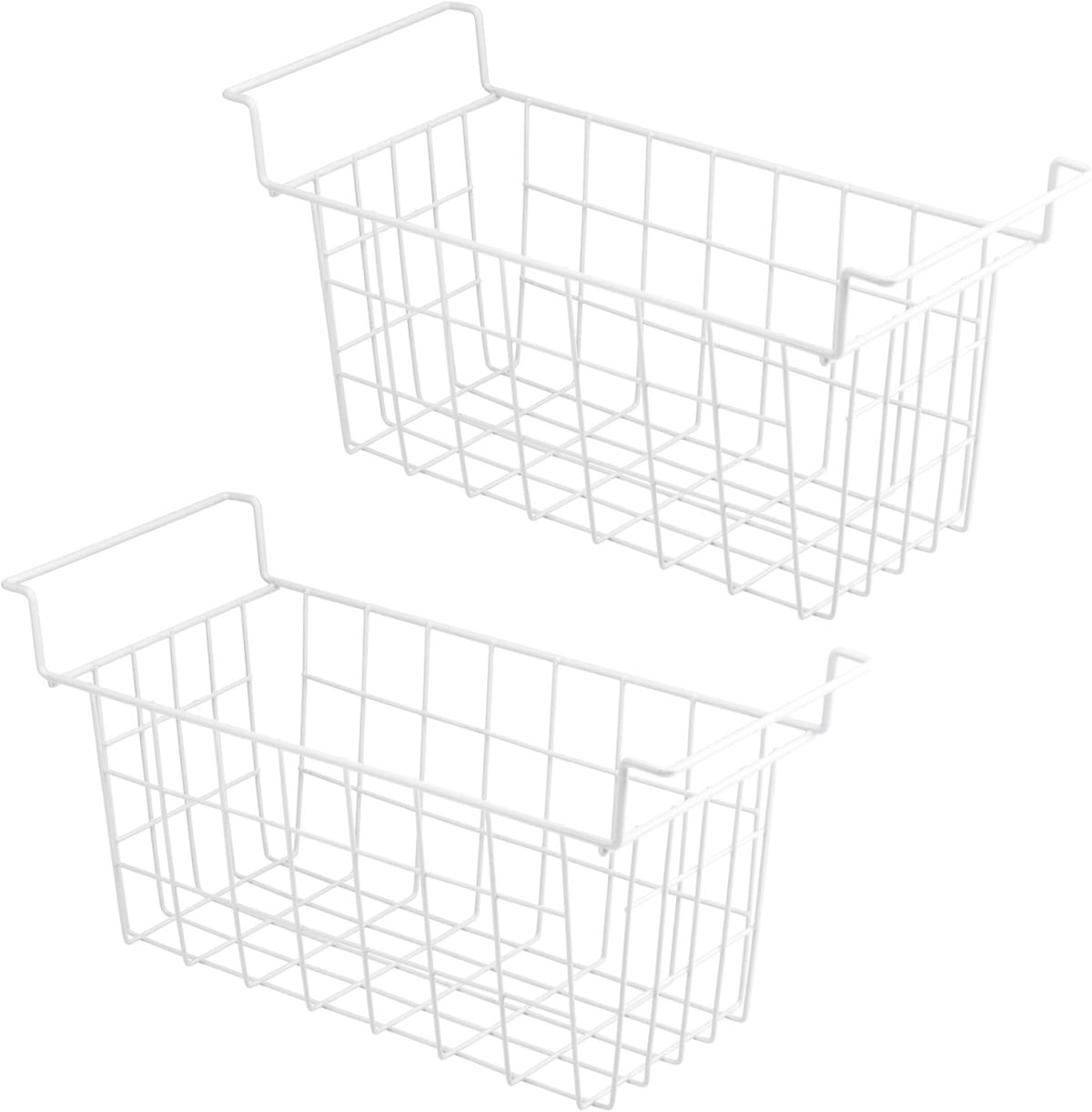 Homics Chest Freezer Baskets 15.5 Inch, Chest Freezer Organizer Bins Metal Wire Storage Baskets with Hanging Handles for Deep Freezer, Set of 2
