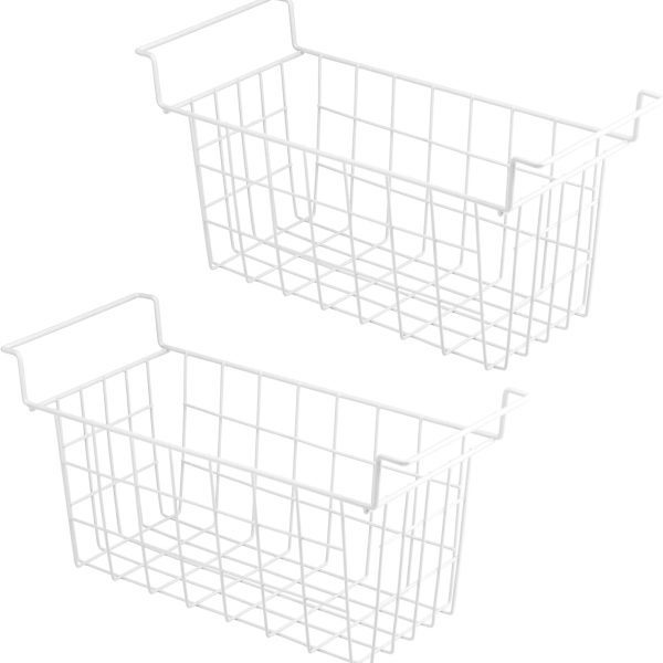 Homics Chest Freezer Baskets 15.5 Inch, Chest Freezer Organizer Bins Metal Wire Storage Baskets with Hanging Handles for Deep Freezer, Set of 2
