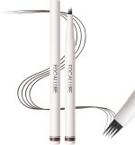 Focallure 2 PCS Microblading Eyebrow Pencil, Long Lasting Waterproof Eyebrow Pen with a Micro-Fork Tip, Smudge-proof Makeup Brow Pen Creates Natural Looking Brows Effortlessly, Dark Brown 0.02OZ/Count
