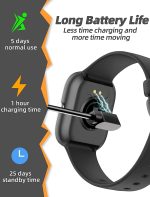 ⁦ZONEY Kids Smart Watch for Boys Girls, IP68 Waterproof Kids Fitness Activity Tracker Watch,Heart Rate Sleep Monitor,8 Sport Modes,Pedometers,Calories Counter,Alarm Clock,Kids Gifts (Black)⁩ - الصورة ⁦7⁩