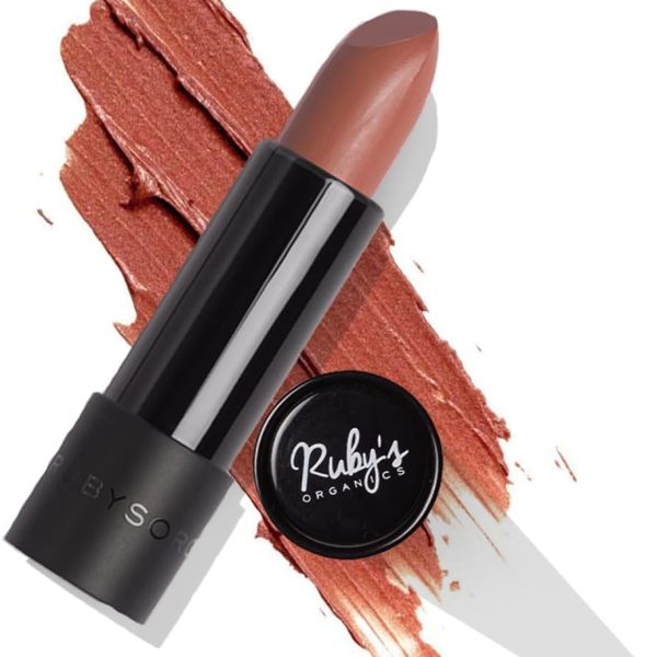 Ruby's Organics Semi-Matte Lipstick for Women, Hydrating and Highly Pigmented, Moisturizing & Non Drying, Lightweight & Long Lasting Formula, Lip Makeup, Paraben-Free, Brown Cocoa, 3.7g