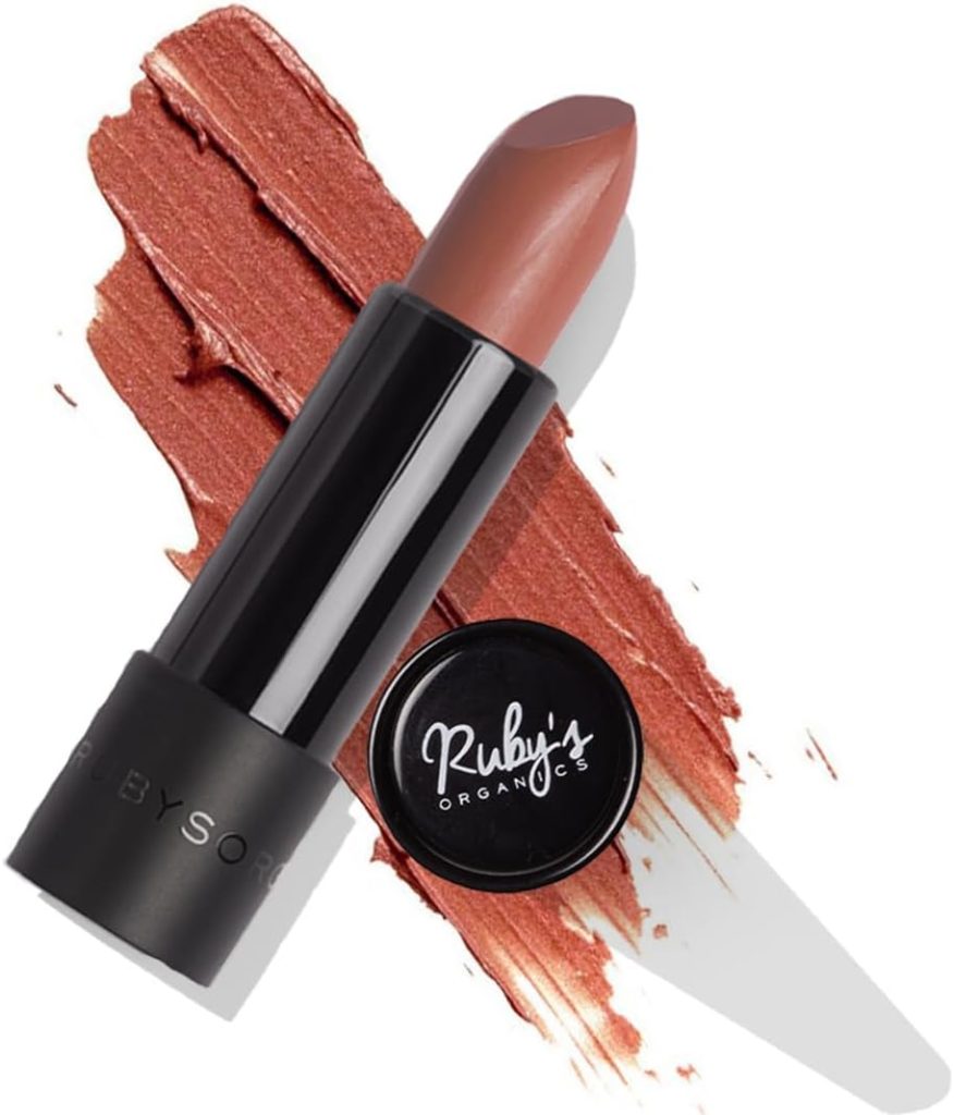 Ruby's Organics Semi-Matte Lipstick for Women, Hydrating and Highly Pigmented, Moisturizing & Non Drying, Lightweight & Long Lasting Formula, Lip Makeup, Paraben-Free, Brown Cocoa, 3.7g