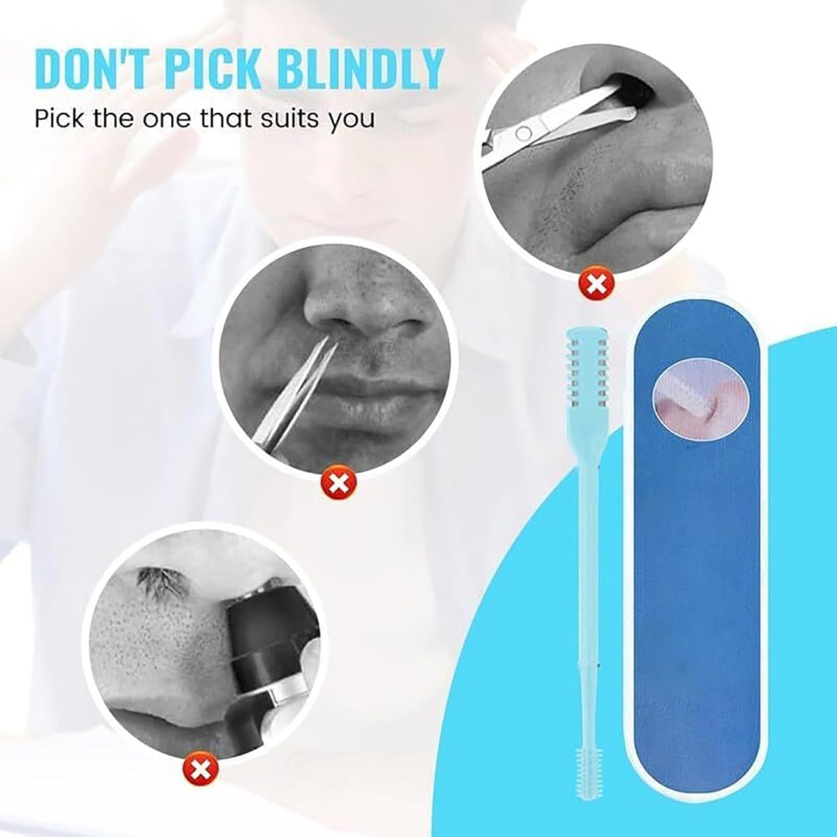 ⁦Tazweeq 5 Pcs Nostril Hair Removal Tool, 2-in-1 Nose Hair Clipper, Nostril Hair Remover Tool, Portable 360° Rotating Nose Hair Cutter with Ear Picker for Women and Men⁩ - الصورة ⁦3⁩