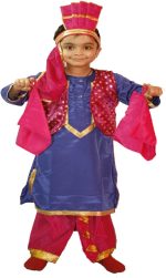 FancyDressWale Bhangra/Punjabi Boy Costume for Kids, Multi Color, 8-10 Years