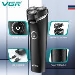 ⁦VGR V-319 Premium Cordless Rechargeable IPX6 Fully Waterproof 3 Head Electric Shaver Wet & Dry Rotary Shavers for Men with Magnetic Suction Super-Fast Charge 90 minutes Runtime with LED Indicator⁩ - الصورة ⁦2⁩