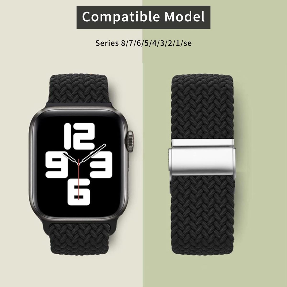 ⁦Compatible with Apple Watch Strap Band 49mm 46mm 45mm 44mm 42mm Braided Replacement Bands Adjustable Stretchable Elastics Sport Wristband for iWatch ultra2 ultra Series10/9/8/7/6/SE/5/4/3/2/1⁩ - الصورة ⁦2⁩
