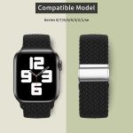 ⁦Compatible with Apple Watch Strap Band 49mm 46mm 45mm 44mm 42mm Braided Replacement Bands Adjustable Stretchable Elastics Sport Wristband for iWatch ultra2 ultra Series10/9/8/7/6/SE/5/4/3/2/1⁩ - الصورة ⁦2⁩