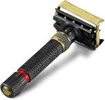⁦VIKINGS BLADE Adjustable Double Edge Safety Razor, The Emperor MEIJI by , Short & Fat Handle, Solid Brass, Butterfly Twist-To-Open, Eco Friendly, Luxury Case. Smooth, Close, Clean Shaving Razor⁩ - الصورة ⁦4⁩