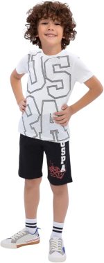 U.S. POLO ASSN. Boys Beige Bermuda Set US1090-C-V1 6-7 Years Beige