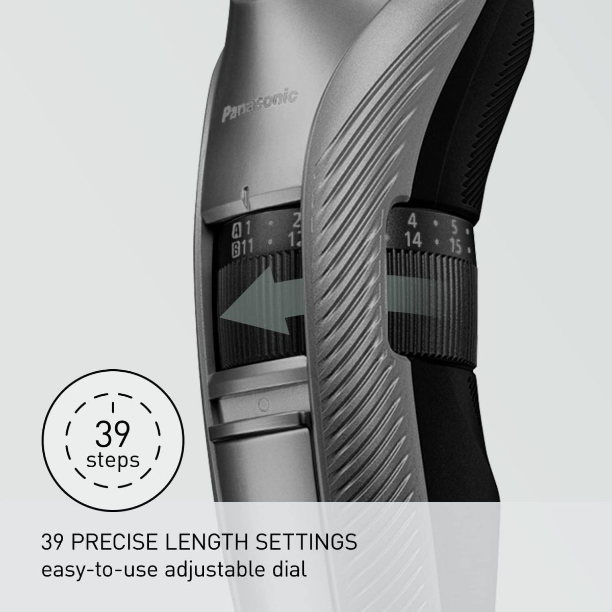⁦Panasonic Performance Hair Clippers with 2 Attachments and Adjustable Length Settings, Corded or Cordless Trimmer for Hair and Beard - ER-GC63-H (Silver)⁩ - الصورة ⁦4⁩