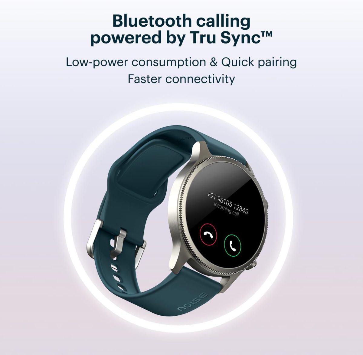 ⁦NoiseFit Halo 1.43" AMOLED Display, Bluetooth Calling Round Dial Smart Watch, Premium Metallic Build, Always on Display, Smart Gesture Control, 100 Sports Modes (Jet Black)⁩ - الصورة ⁦4⁩