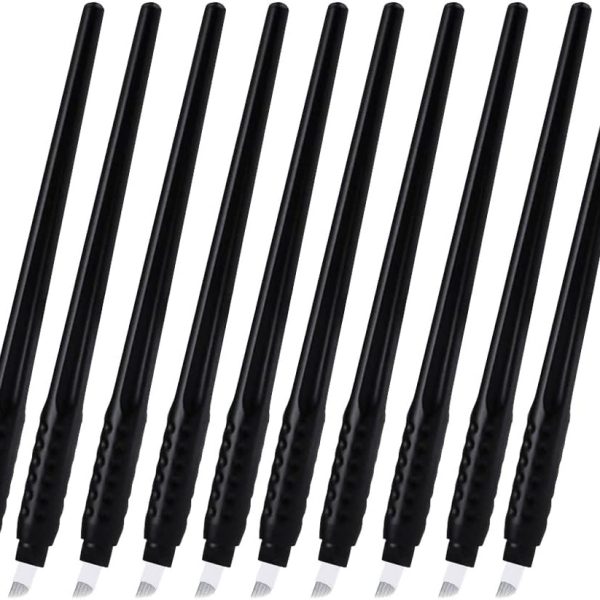 ALIWOD Disposable Manual Microblades Pen,14 Pin,14F,10 Pack, 0.25mm (14 sloped Needles) For Eyebrow Lip Makeup Microblading Supplies (Disposable Pen-14 sloped Needles)