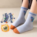 ⁦5 Pairs of Children's Socks, Fashion Fleece Thickened Warm Fabric, Autumn And Winter New Mid-Calf Socks, Daily Wear, M⁩ - الصورة ⁦2⁩