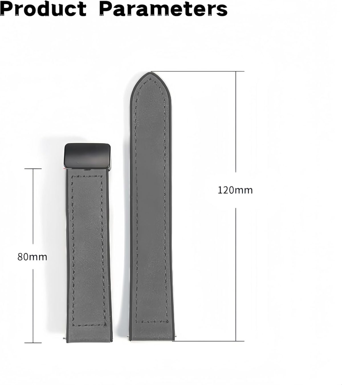 ⁦22mm Genuine Leather Watch Strap with Magnetic Buckle, Compatible with Huawei GT5/GT5 Pro/GT4/GT3/GT2 and More-Grey⁩ - الصورة ⁦4⁩