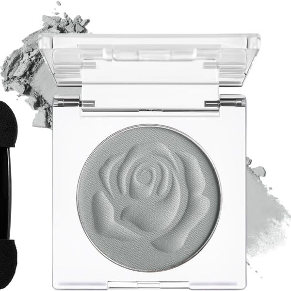DE'LANCI Single Grey Eyeshadow, Light Grey Matte Eyeshadow Make-Up, Waterproof Grey Eyeshadow Well Pigmented, Basic Eyeshadow High Durability, Wasteland Punk Makeup, Vegan #03