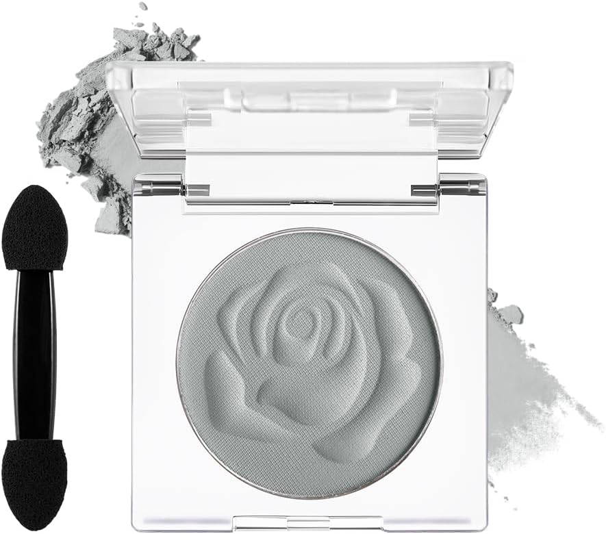 DE'LANCI Single Grey Eyeshadow, Light Grey Matte Eyeshadow Make-Up, Waterproof Grey Eyeshadow Well Pigmented, Basic Eyeshadow High Durability, Wasteland Punk Makeup, Vegan #03