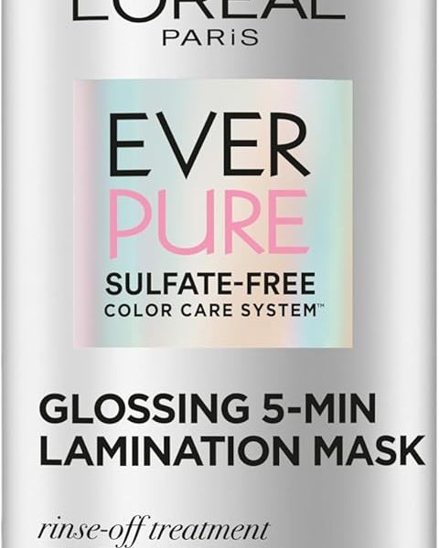 L'Oreal Paris Glossing Lamination Hair Mask with Glycolic Acid, Hair Treatment for Lasting Shine and Smoothness for Dull, Dry Hair, EverPure, 5.1 Fl Oz