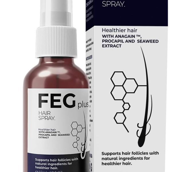 FEGPLUS Hair & Beard Growth Serum, 22% Seaweed Extract Rosemary, Redensyl, Anagain & Minoxidil 5% for Hair Growth Booster, Thicker, Longer and Stronger Hair Spray 50ml