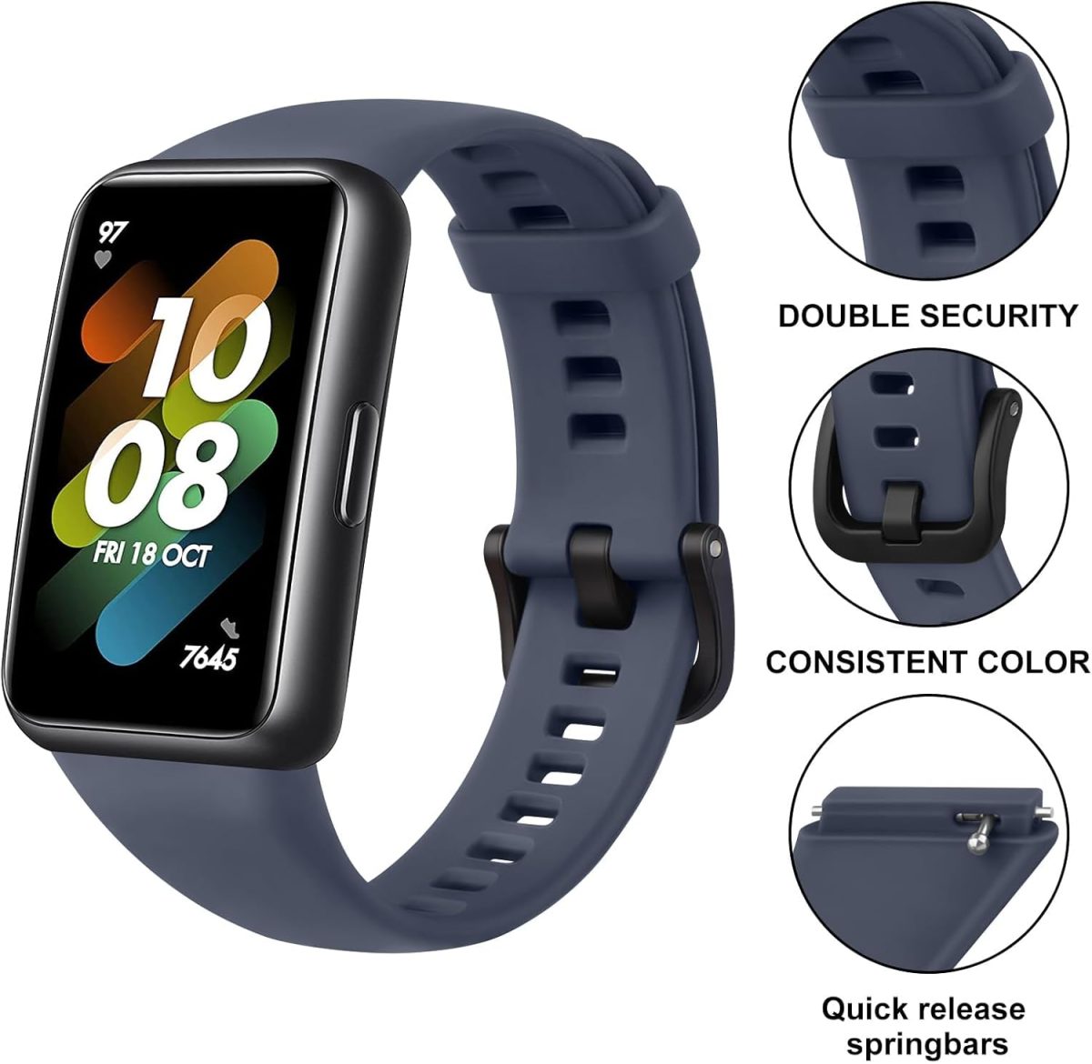 ⁦4Pcs Silicone Strap for Huawei Band 8 Replacement Belt Watchband for Huawei Band 8 WristBand Bracelet⁩ - الصورة ⁦3⁩