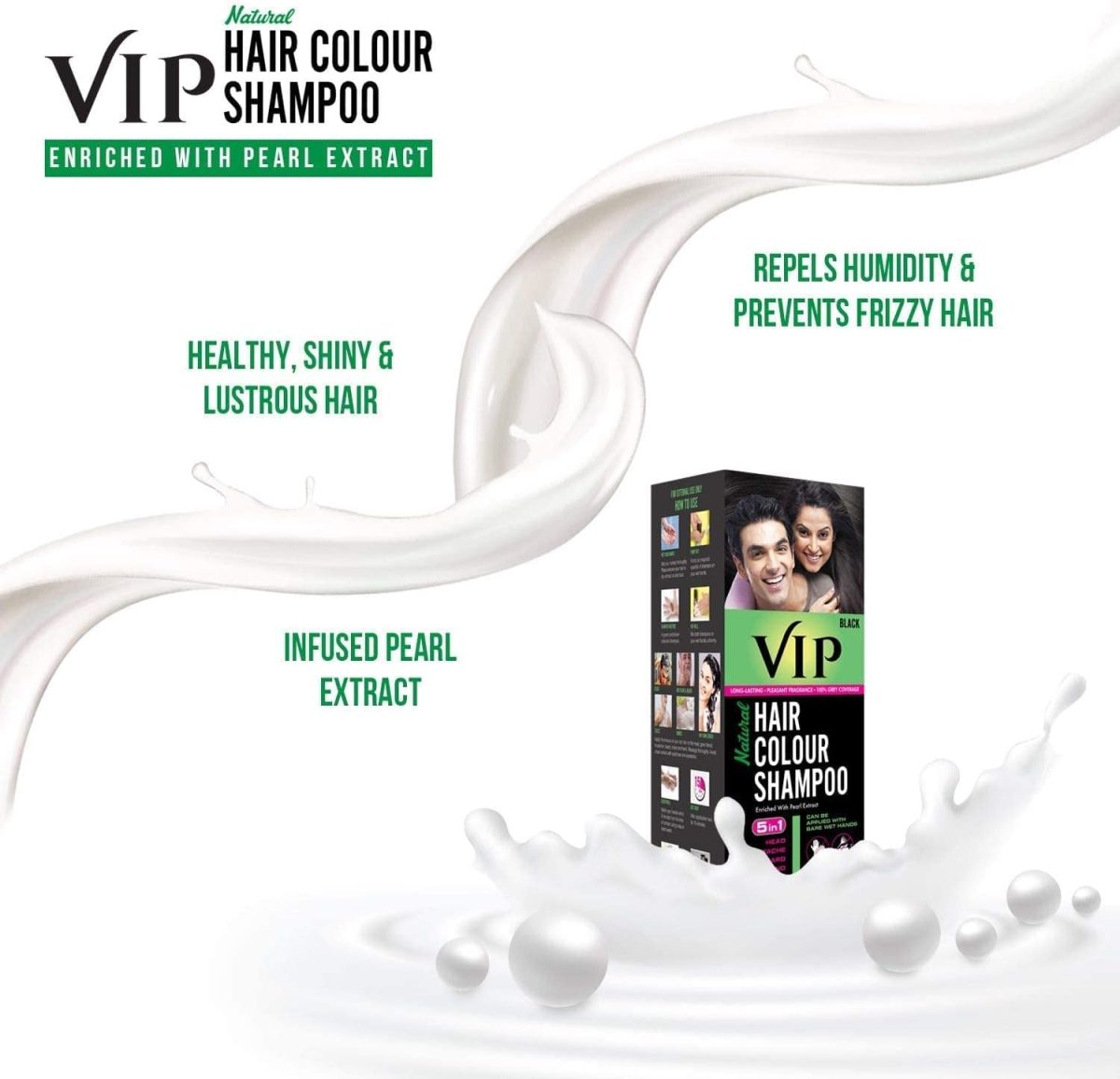 ⁦VIP Hair Color Shampoo Pearl 180 ml Black⁩ - الصورة ⁦6⁩