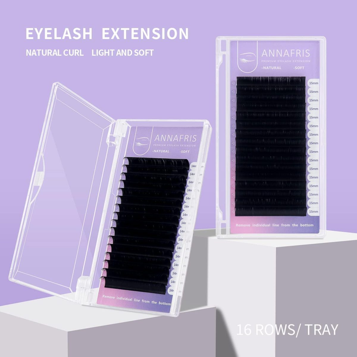 ⁦16 Rows Volume Classic Eyelash Extension 0.05 D Curl 10mm Matte Black Individual False Eye Lashes Extension Salon Use Natural Soft Fake Eyelashes Supplies (0.05 D, 10mm)⁩ - الصورة ⁦7⁩