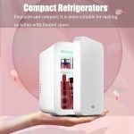 ⁦Makeup beauty mini fridge, 8l portable cosmetic refrigerator, makeup mirror fridge, led lighting, glass panel, used for beauty skin care in home/car⁩ - الصورة ⁦6⁩
