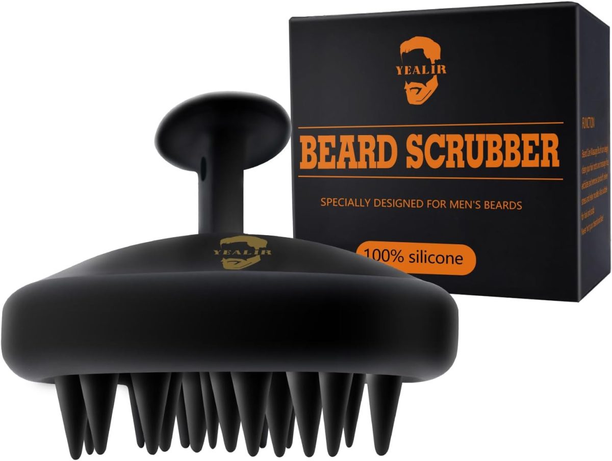 YEALIR Beard Brush for Men, Silicone Beard Scrubber, Deep Cleans, Hair & Beard Exfoliator Helping Beard Shampoo Better Clean The Beard, Good Helper for Beard Oil - Eco & Reusable