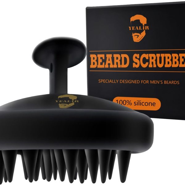 YEALIR Beard Brush for Men, Silicone Beard Scrubber, Deep Cleans, Hair & Beard Exfoliator Helping Beard Shampoo Better Clean The Beard, Good Helper for Beard Oil - Eco & Reusable