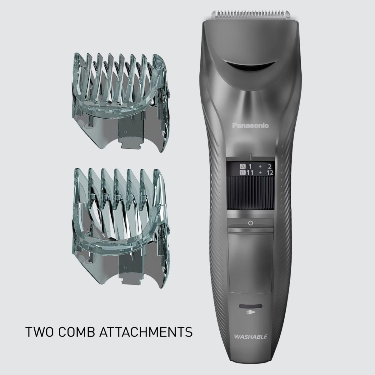 ⁦Panasonic Performance Hair Clippers with 2 Attachments and Adjustable Length Settings, Corded or Cordless Trimmer for Hair and Beard - ER-GC63-H (Silver)⁩ - الصورة ⁦9⁩