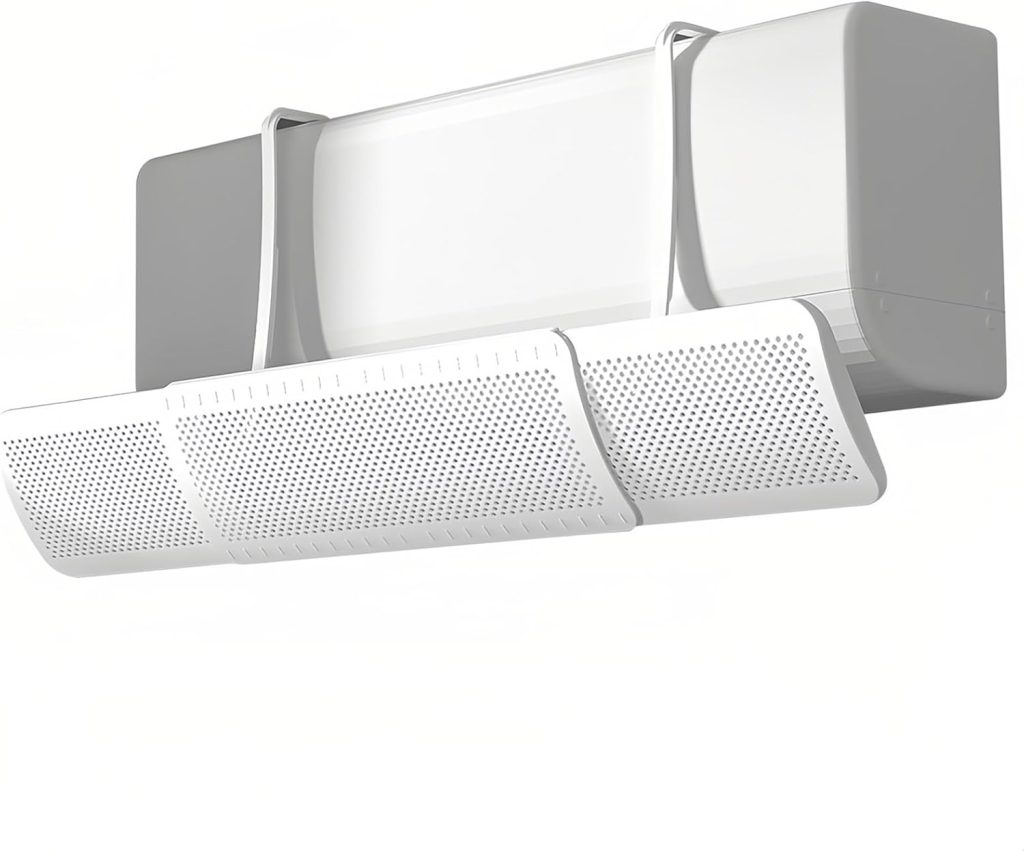 Gorgeskid Wind Deflector Adjustable Air Conditioner Deflector - Universal Fit, No-Drill Mount, Stops Direct Blowing for Baby/Elderly/Pregnancy, Summer & Winter Use, White ABS Panel (56-92cm)