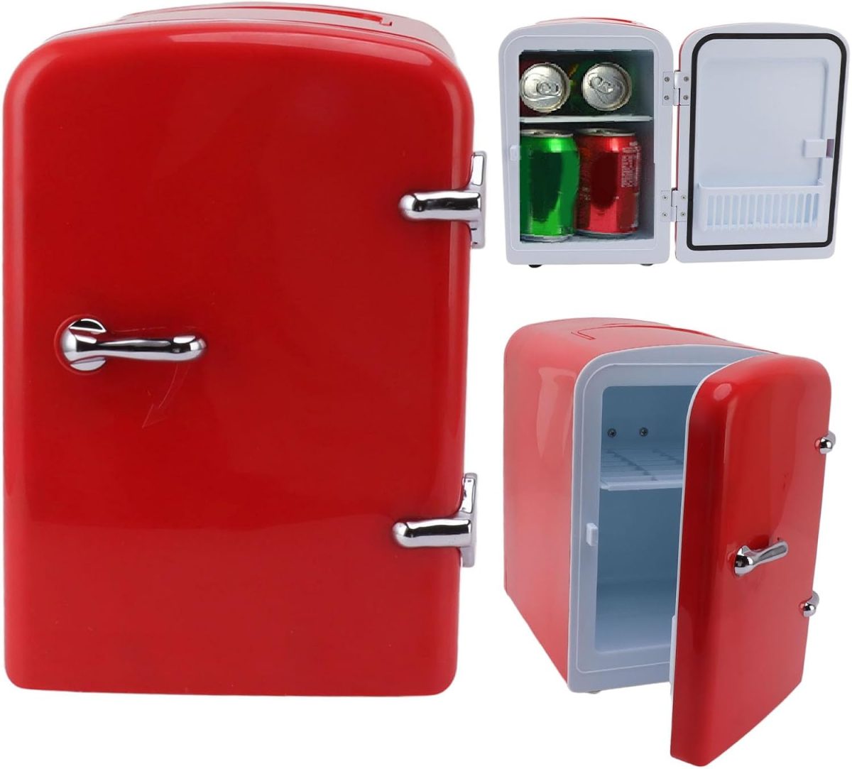 ⁦fannay 4L Mini Fridge, 36W DC12V Portable Cooler and Warmer with AC DC Adapters, Multifunctional Travel Small Refrigerator for Food, Drinks, Skin Care, Beauty, Breast Milk (Red)⁩ - الصورة ⁦3⁩