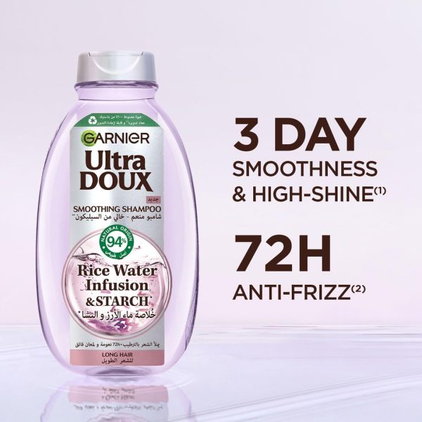 Garnier Ultra Doux Rice Water Shampoo, 600 ml (Pack of 2)