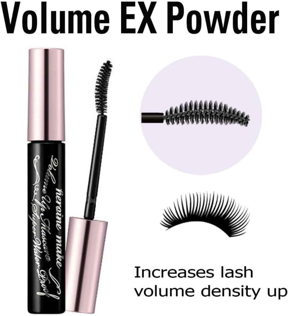 ⁦Heroine Make KISSME E Volume UP Mascara Super Waterproof WP 01 Black | with Ultra Volumizing for Even Long-Lasting and Curl Eyelash for Women⁩ - الصورة ⁦4⁩