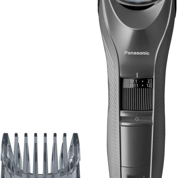 Panasonic Performance Hair Clippers with 2 Attachments and Adjustable Length Settings, Corded or Cordless Trimmer for Hair and Beard - ER-GC63-H (Silver)