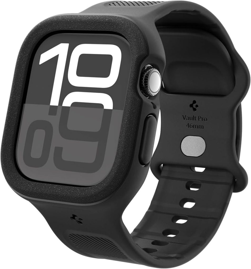 Spigen Vault Pro designed for Apple Watch Series 10 (46mm) Case with Band Protective TPU Cover with Strap - Matte Black