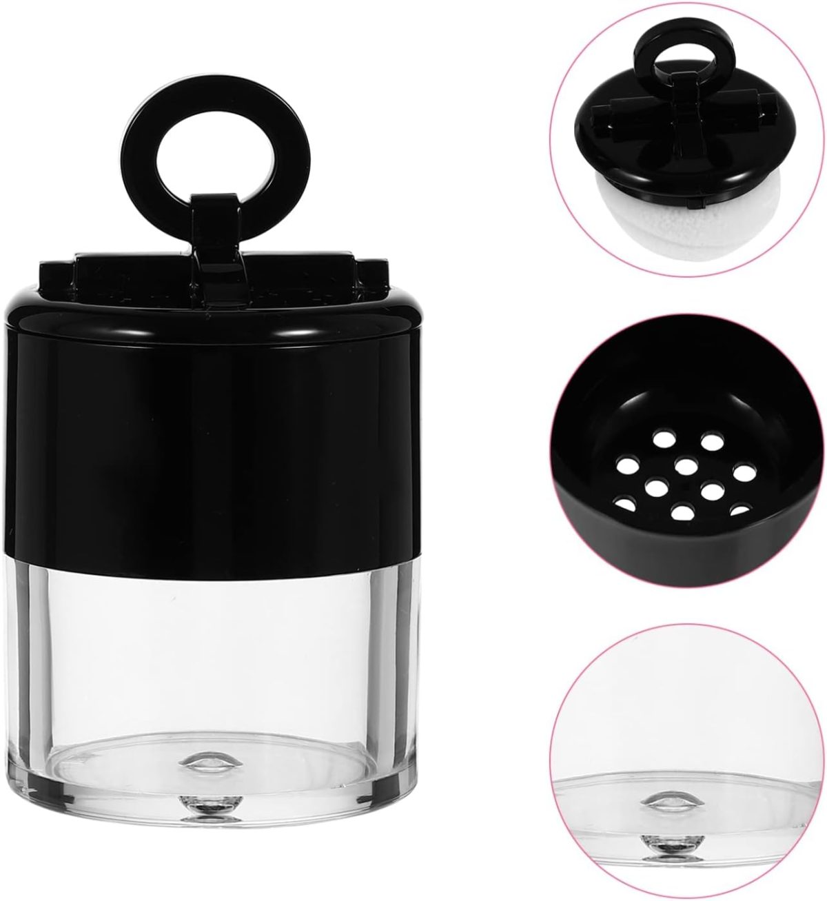 ⁦Empty Loose Powder Box, with Powder Puff and Sifter Refillable Plastic Loose Powder Containers DIY Makeup Powder Case Powder Jar for Makeup Face Body Loose Powder, 2 Pack, Black Empty Loose Powder Box⁩ - الصورة ⁦5⁩