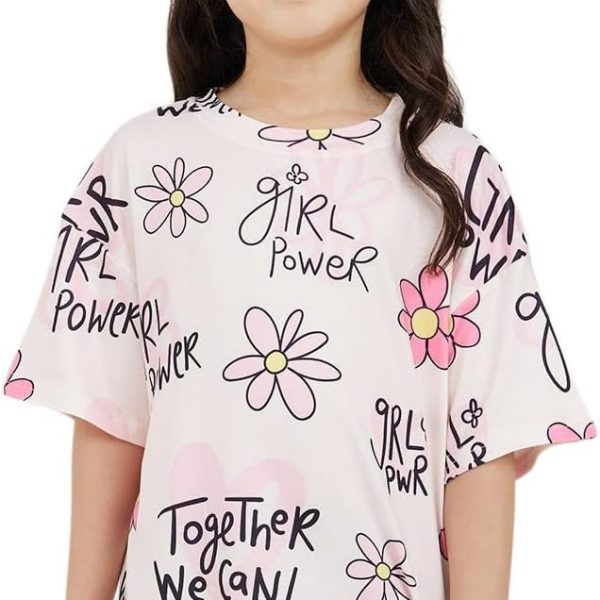 STYLI Girls Oversized AOP Round Neck T-Shirt