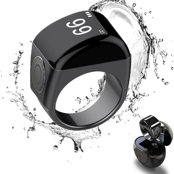 LinJie Smart tasbih ring,Smart Ring,Muslim Prayer,Prayer timing reminder,OLED display, Tasbih Counter, Smart Ring,IPX7 Waterproof,Comes with a charging case for extended battery life(20mm)