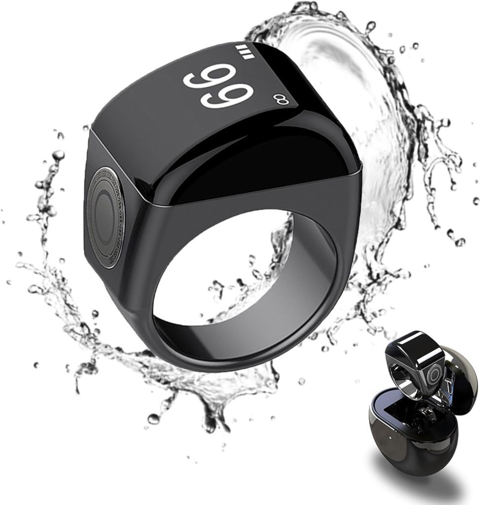 LinJie Smart tasbih ring,Smart Ring,Muslim Prayer,Prayer timing reminder,OLED display, Tasbih Counter, Smart Ring,IPX7 Waterproof,Comes with a charging case for extended battery life(20mm)