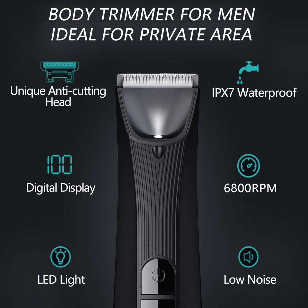 ⁦NALACAL Men's Intimate Razor with LED Light & Display, Body Groomer Shaver, IPX7 Waterproof Electric Razor with Recharge Dock, Replaceable Device, Ceramic Blade Heads, USB Charging, Gift for Men⁩ - الصورة ⁦2⁩