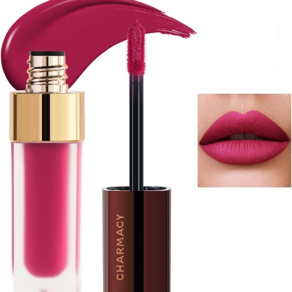 CHARMACY Stunning Longstay Liquid Lip Gloss,Non-Sticky Cup Matte Velvet Lipstick,Cruelty-free Smoothening Lip Tint Makeup (#17 Red sangria)