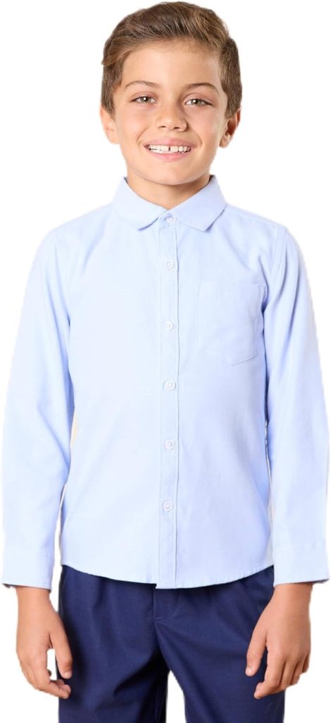 REDTAG Boys Blue Long Sleeve Oxford Shirt
