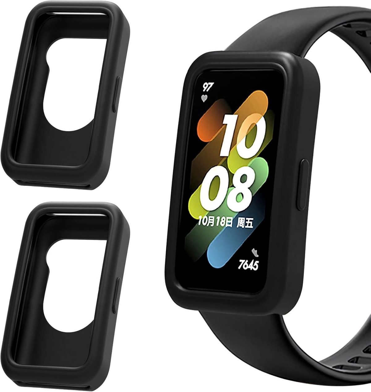 Solaticdo Compatible with Huawei Band 10/9/8 Case, 2pcs Soft Silicone Protective Case Cover Anti-Scratch Shockproof Protective Shell Bezel Bumper Frame Smartwatch Accessories for Huawei Band 10/9/8