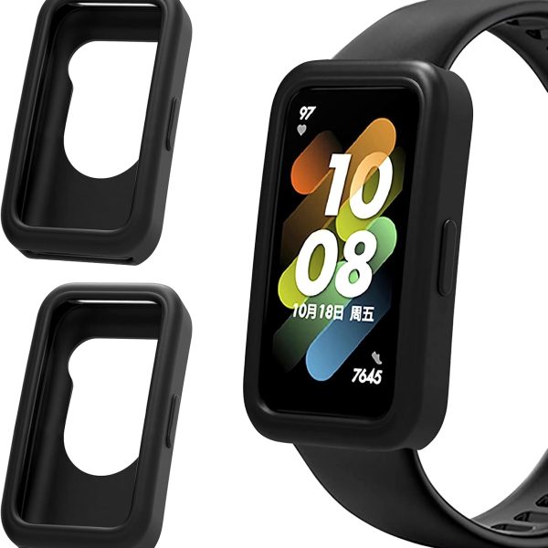 Solaticdo Compatible with Huawei Band 10/9/8 Case, 2pcs Soft Silicone Protective Case Cover Anti-Scratch Shockproof Protective Shell Bezel Bumper Frame Smartwatch Accessories for Huawei Band 10/9/8