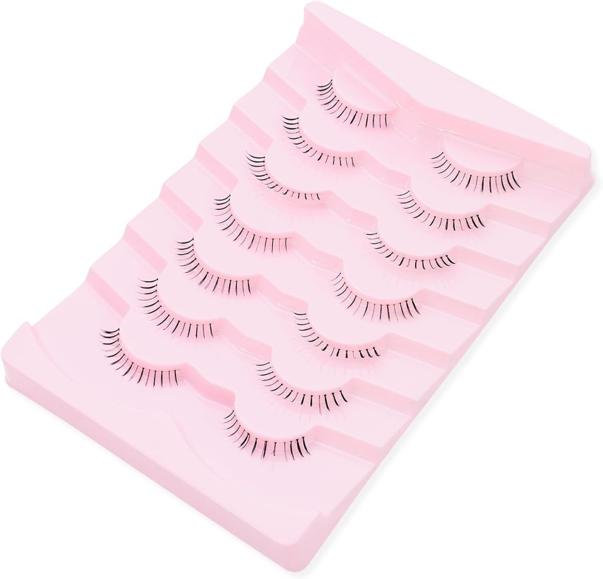 ⁦outopen 7 Pairs Bottom Lashes Japanese Manga Style False Eyelashes Soft Clear Band Strips False Eyelashes Natural Look Lower Lashes Reusable (A09)⁩ - الصورة ⁦5⁩