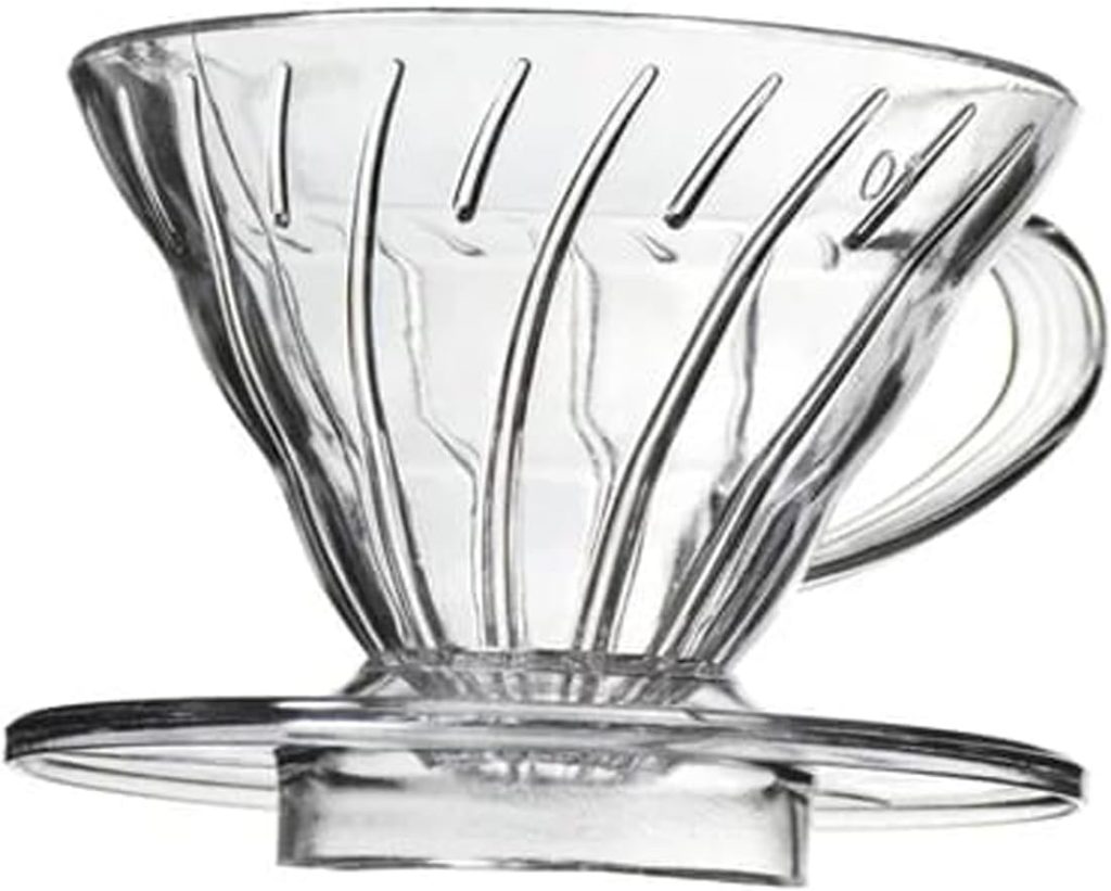 SHAR V60 Plastic Dripper, Reusable Coffee Pour-Over Filter, Heavy-Duty, Lightweight, Eco-Friendly, Suitable for All Mugs and Cups, Slow Brewing Cone for Complete Flavor Extraction (Plastic 01) 1-2