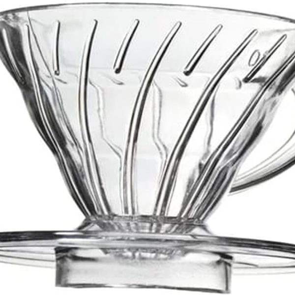 SHAR V60 Plastic Dripper, Reusable Coffee Pour-Over Filter, Heavy-Duty, Lightweight, Eco-Friendly, Suitable for All Mugs and Cups, Slow Brewing Cone for Complete Flavor Extraction (Plastic 01) 1-2