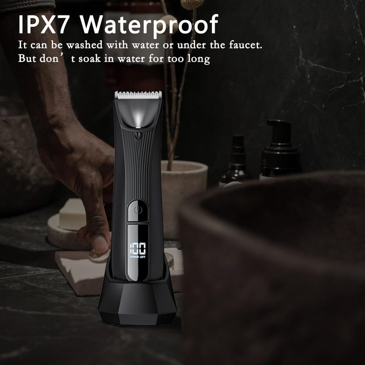 ⁦NALACAL Men's Intimate Razor with LED Light & Display, Body Groomer Shaver, IPX7 Waterproof Electric Razor with Recharge Dock, Replaceable Device, Ceramic Blade Heads, USB Charging, Gift for Men⁩ - الصورة ⁦3⁩