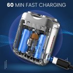 ⁦Azonee Mini Rechargeable Electric Shaver With Digital Display - Portable Luggage/Suitcase Design Rotary Shaver for Men, Home and Travel (Orange)⁩ - الصورة ⁦5⁩
