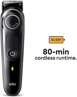 ⁦Braun BT3440 Beard Trimmer 3 With Precision Wheel, 4 Styling tools, 80 mins Runtime, Precise Styling at home, 40 length Settings - Black⁩ - الصورة ⁦6⁩